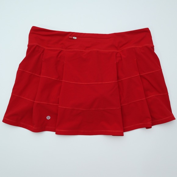Lululemon Red Pleated Tennis Skirt Built-in Shorts Athletic Skort Women's 12